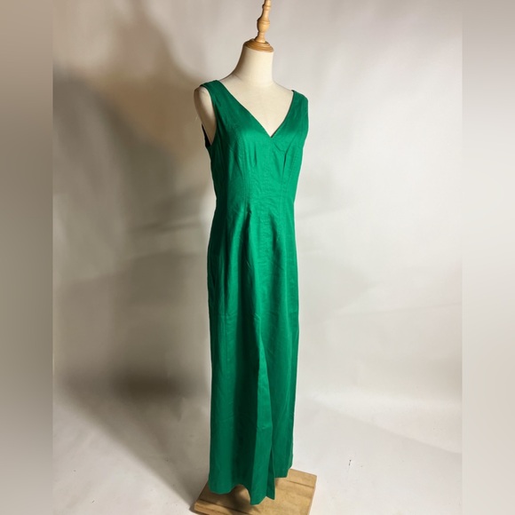 NWT BANANA REPUBLIC Linen Blend Kelly Green Maxi Dress Womens 2 - Picture 3 of 8